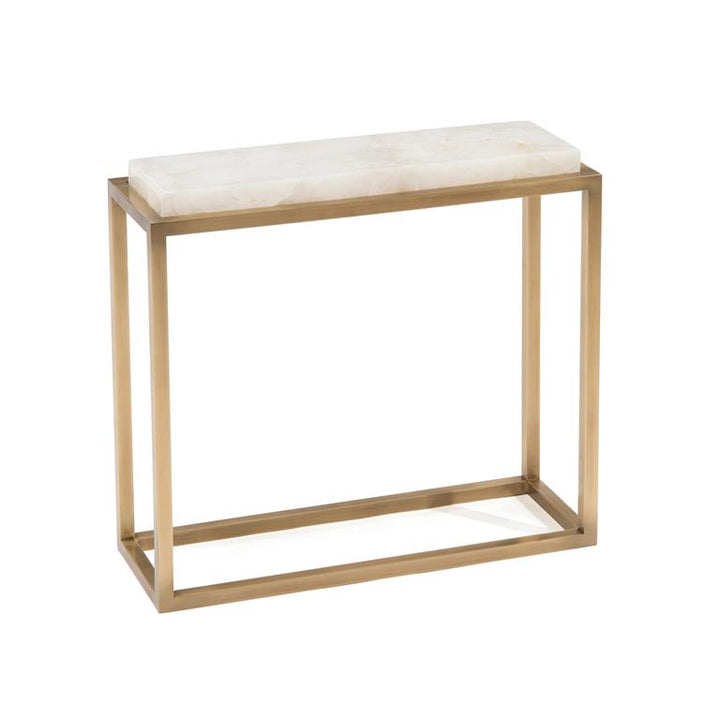 CALCITE & ANTIQUE BRASS ACCENT TABLE