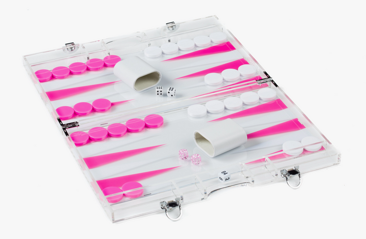 Acrylic Backgammon Set (Pink & White)